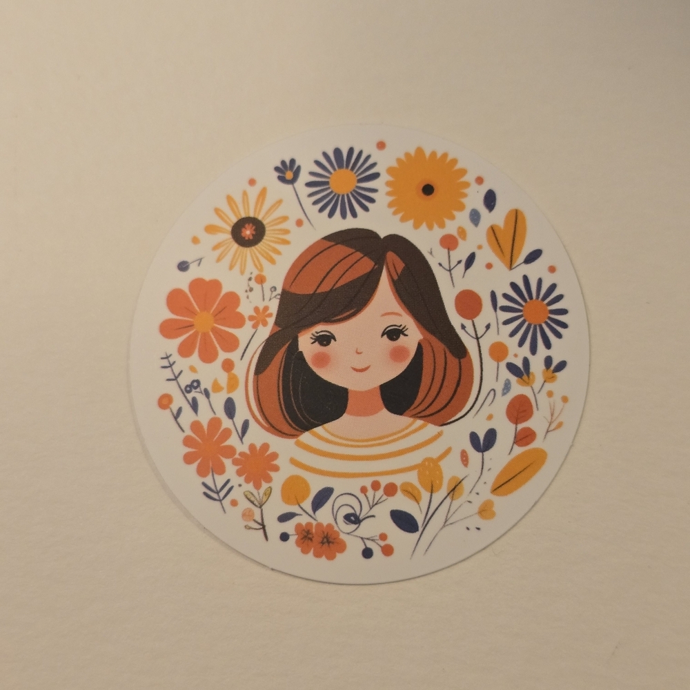10/$10 Floral Girl Illustration Sticker